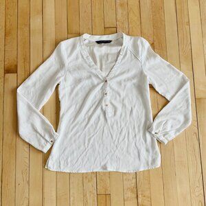 Zara White Blouse Women's XS Gold Stud Buttons Office Siren Angelcore